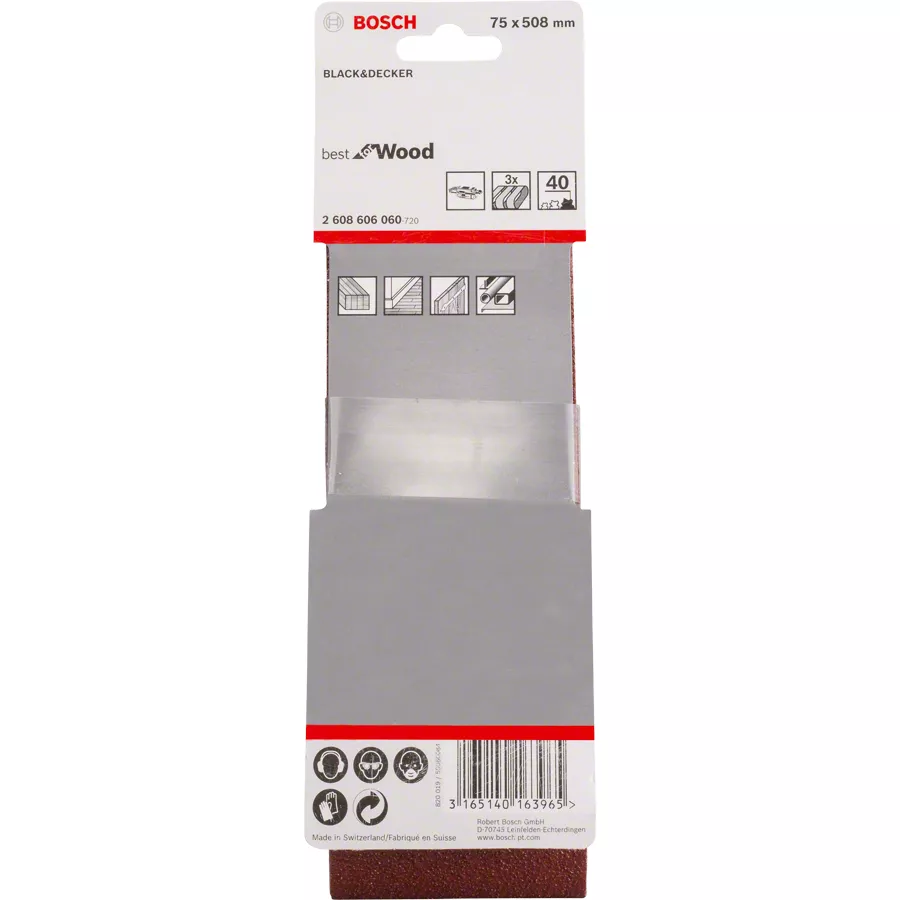 Bande abrasive BOSCH 75x508 mm (lot de 3)